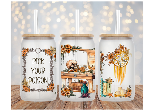 Pick Your Poison 16 OZ Libby Cup UV DTF wrap