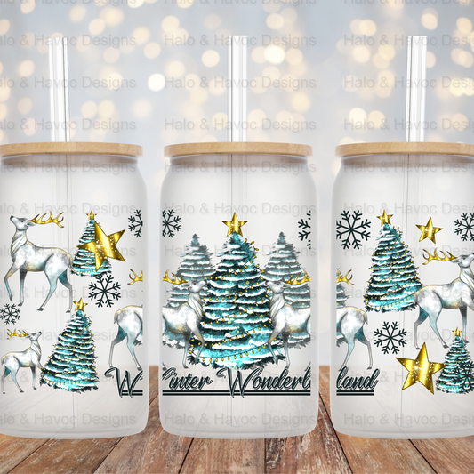 Winter Wonderland 16 OZ Libby Cup UV DTF wrap