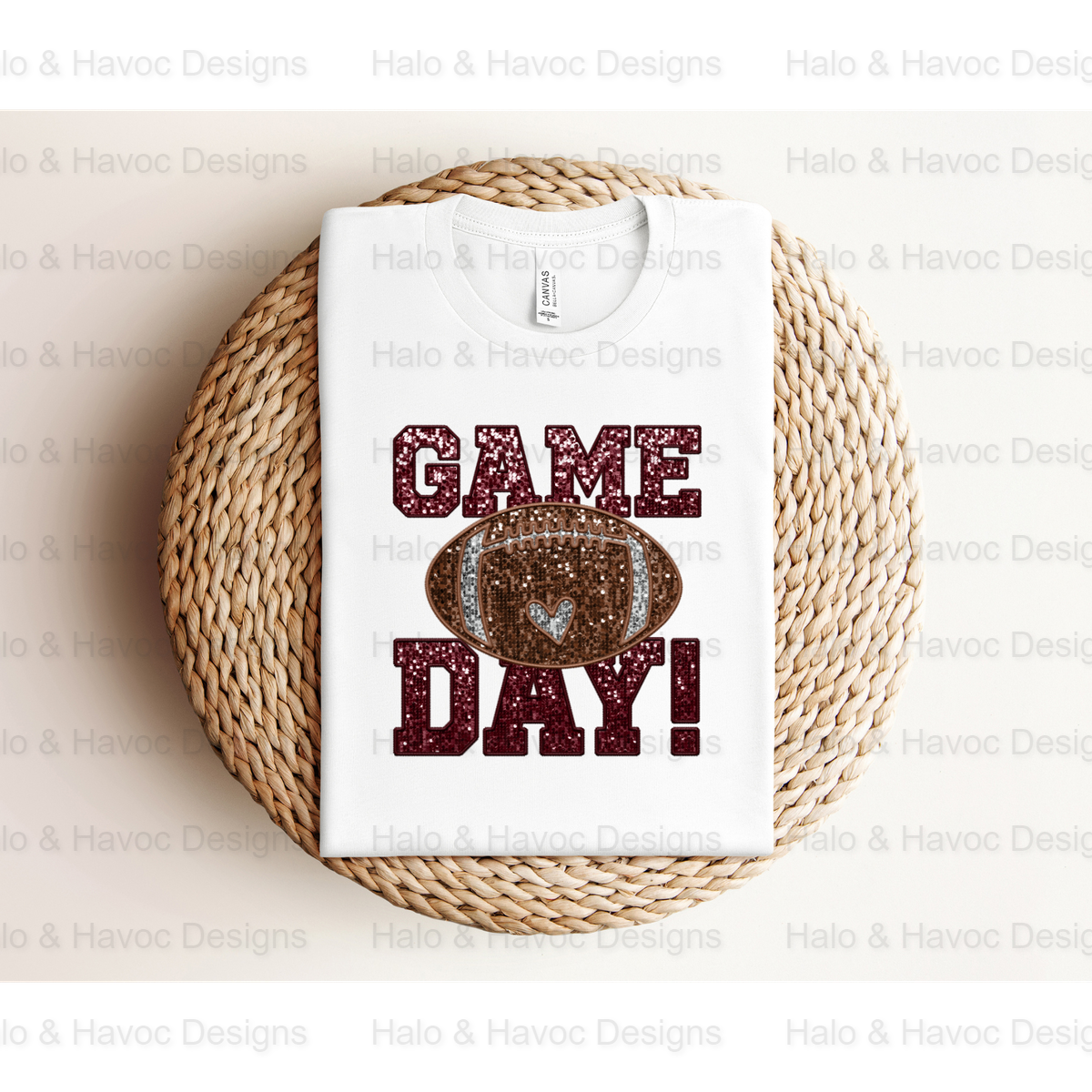 Game Day Faux Sequins Maroon Sports DTF