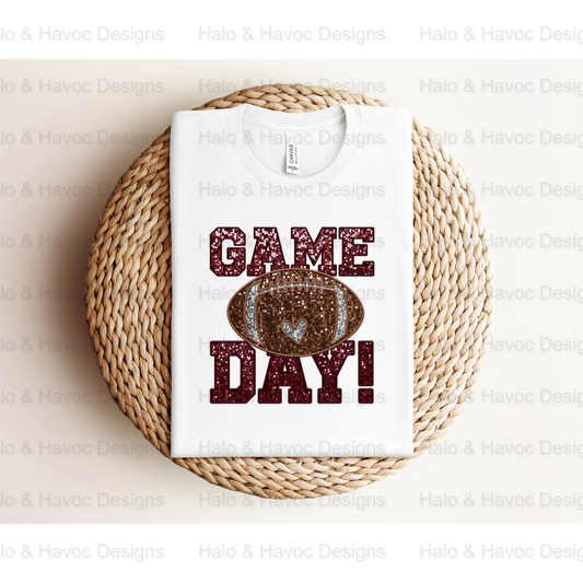 Game Day Maroon Faux Sequin Sports Design