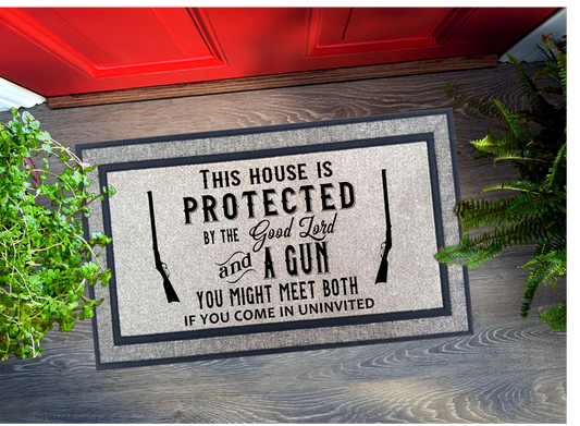 House is Protected Door Mat
