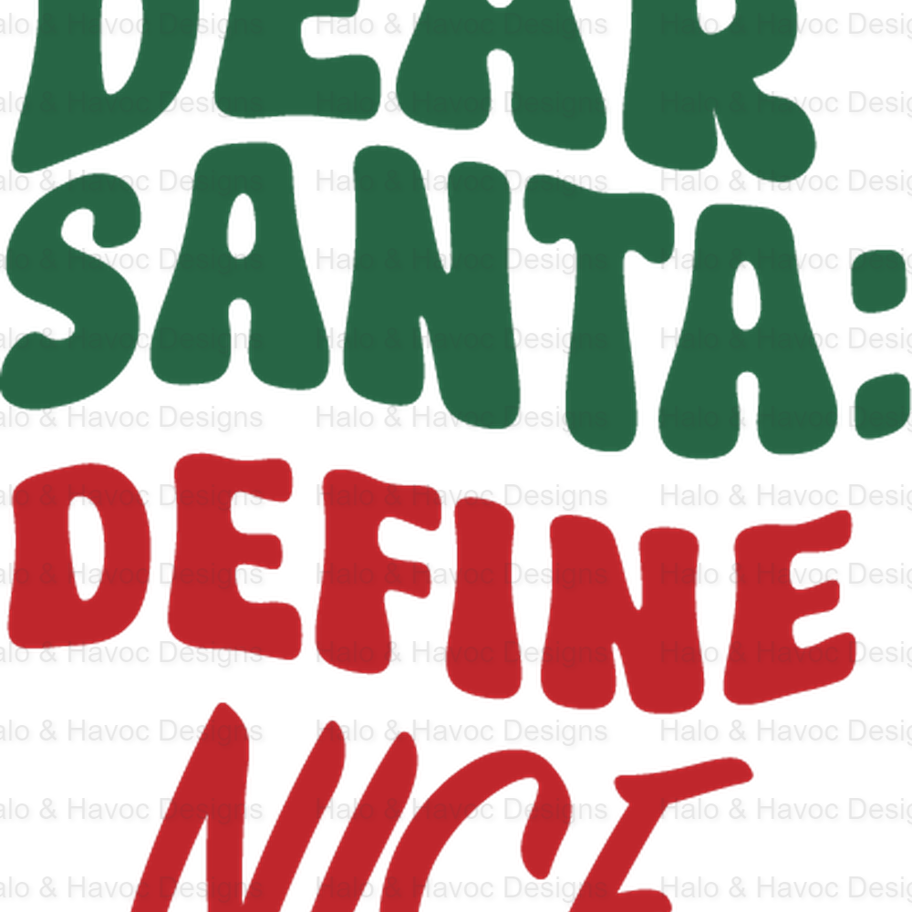 Dear Santa Define Nice UV DTF Vintage Hotel Keychain Sticker