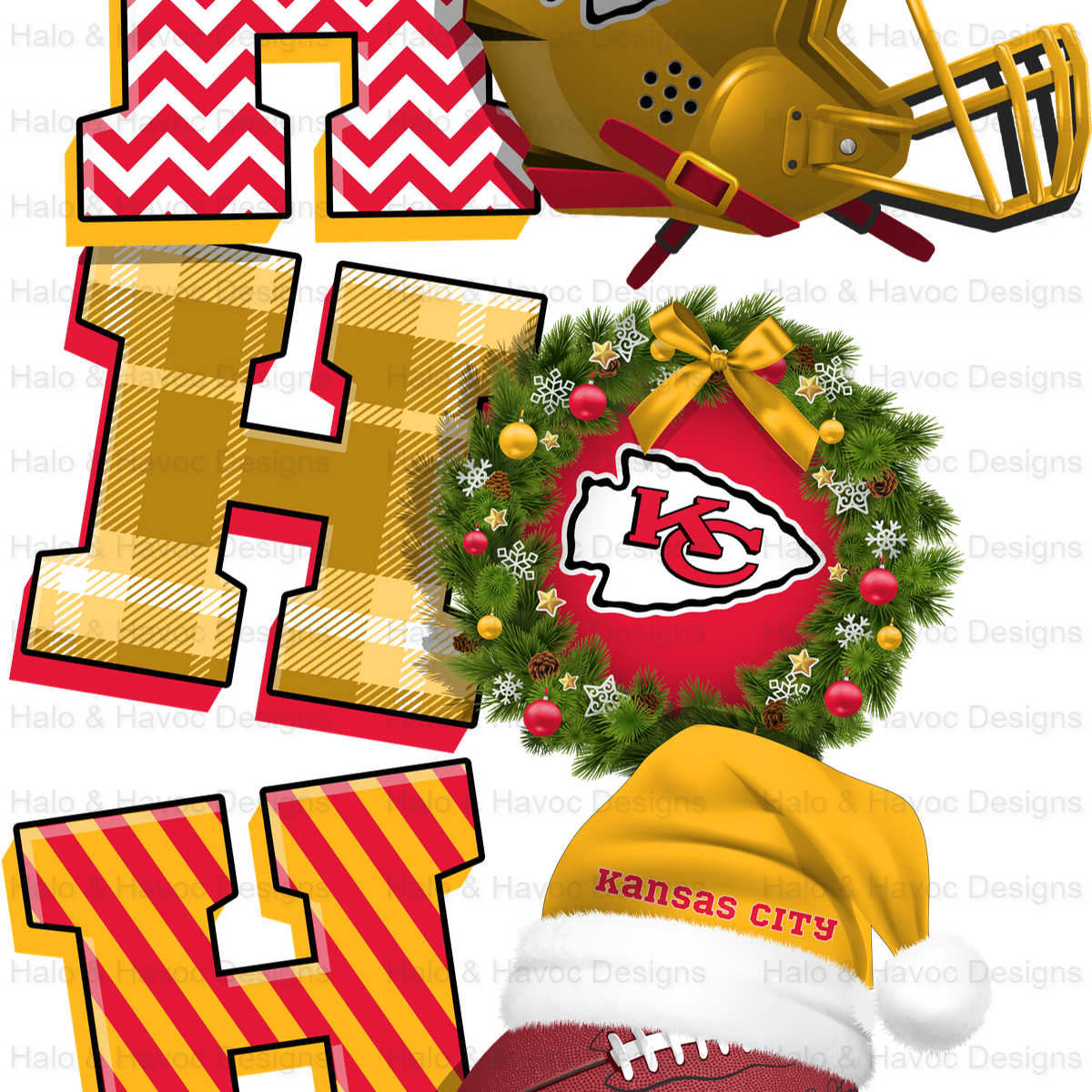 HO HO HO KC Football and Christmas DTF