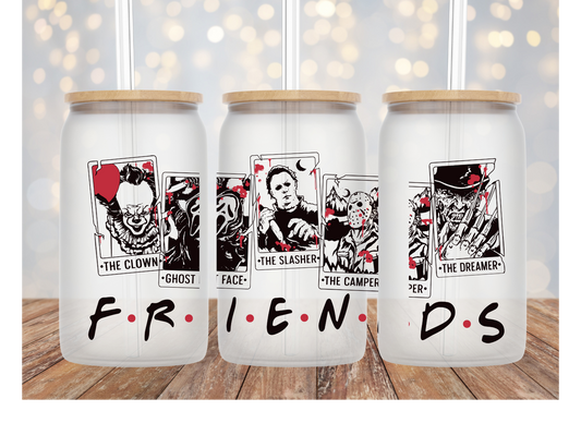 Halloween Friends Cards 16 OZ Libby Cup UV DTF wrap