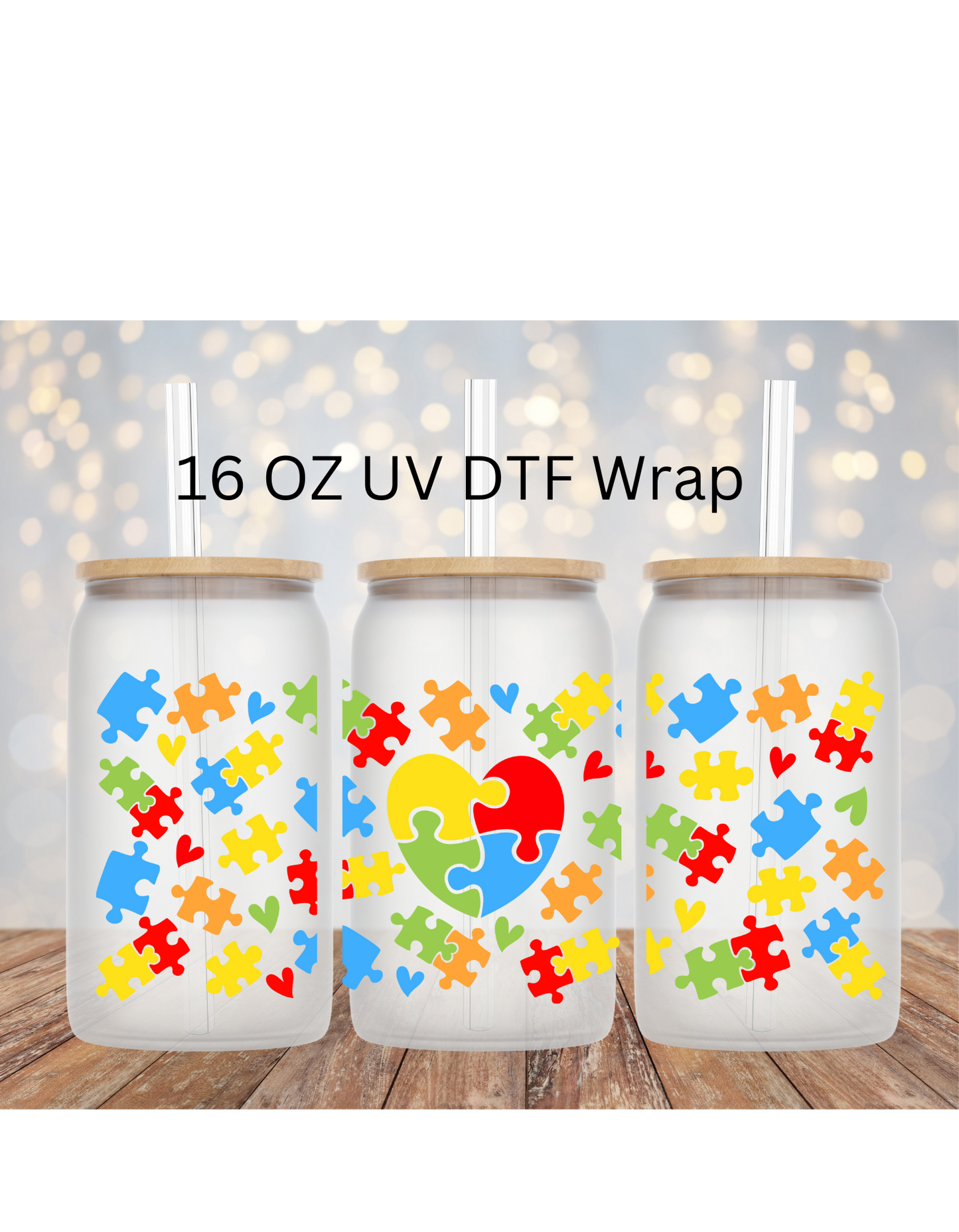 Autism Awareness 16 OZ Libby Cup UV DTF Wrap