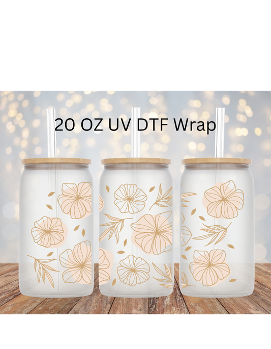 Golden flowers  20 OZ LIBBY CUP UV DTF WRAP