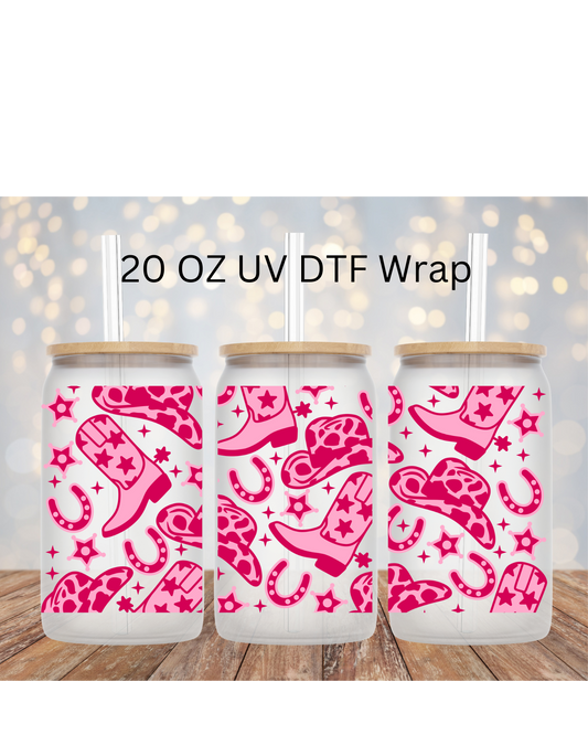 Cowgirl 20 OZ Libby Cup UV DTF Wrap