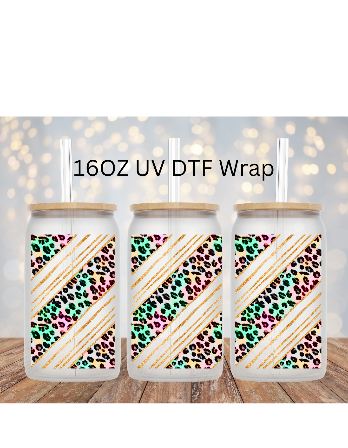 Colorful Cheetah 16 OZ LIBBY CUP UV DTF WRAP