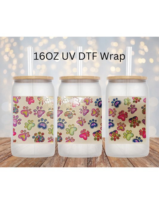 Colorfol Paws  16 OZ LIBBY CUP UV DTF WRAP