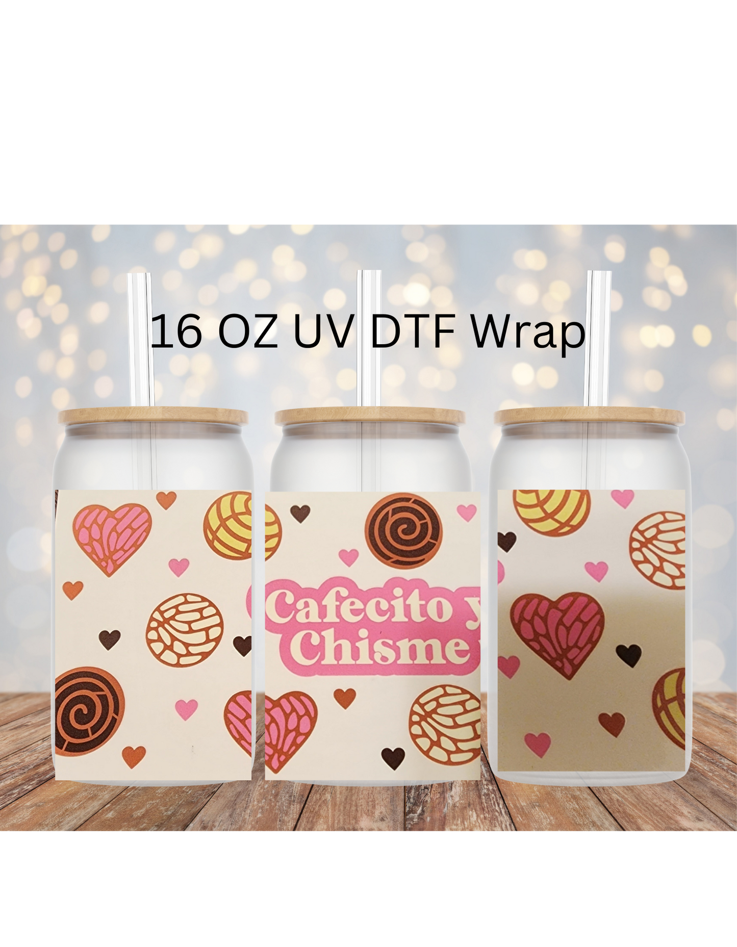 Cafecito Y Chisme 16 OZ LIBBY CUP UV DTF WRAP